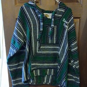 Striped Green and Black Baja Hoodie